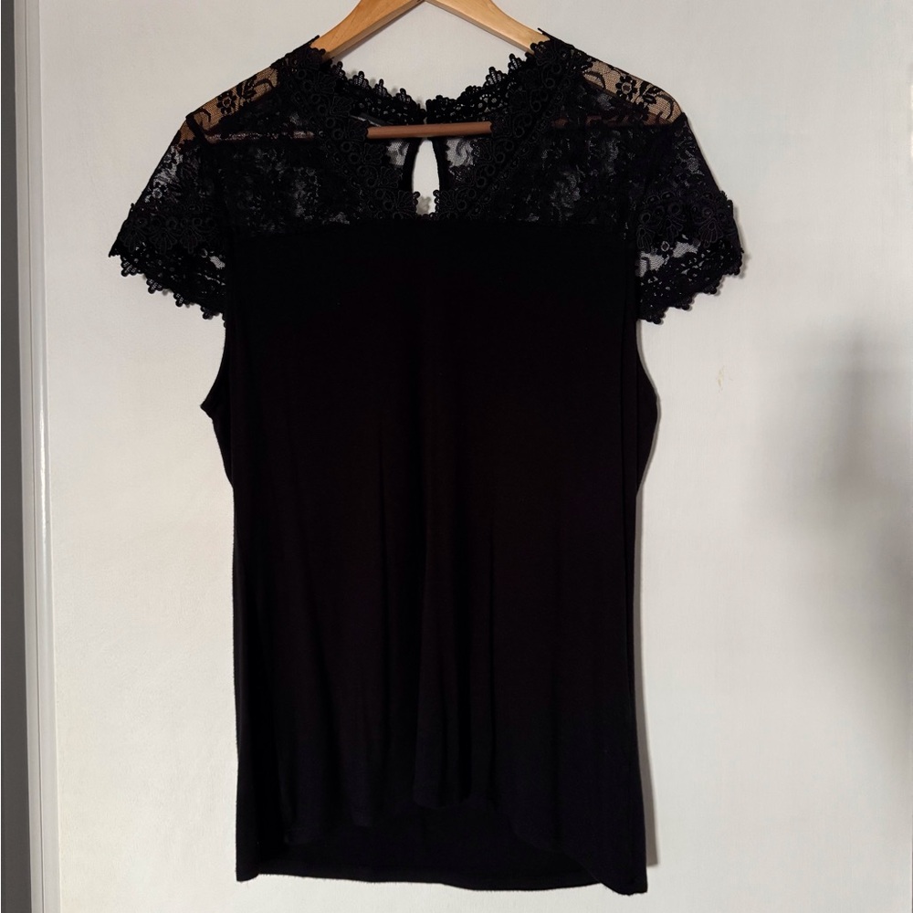 INC International Concepts Black Lace Top